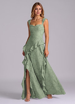 Azazie Sloane Bridesmaid Dresses Agave A-Line Sweetheart Neckline Floral Burnout Dress image3
