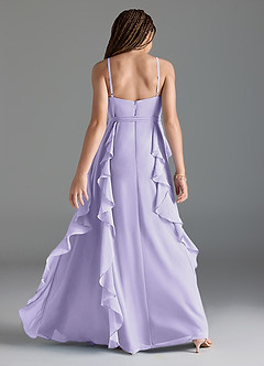 Azazie Peyton Junior Lilac A-Line V-Neck Cascading Ruffles Chiffon Dress image5