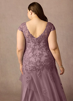 Azazie Romy Mother of the Bride Dresses Dusty Rose Mermaid V-Neck Sequins Tulle Dress image12