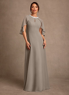 Azazie Winnifred Mother of the Bride Dresses Taupe A-Line Beaded Chiffon Dress image1
