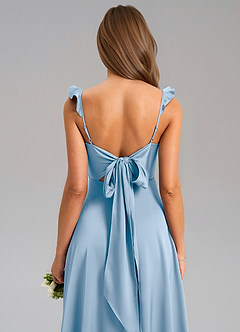 Azazie Everett Bridesmaid Dresses Powder Blue A-Line Stretch Satin Dress image7