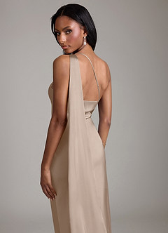 Azazie Juniper Brudtärnklänningar Klänning av Sjöjungfru i Stretch Satin One-shoulder Taupe image2