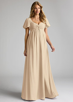 Azazie Madisynn Brautjungfernkleider für Schwangere Schleifen Chiffon Bodenlänge Kleid image1