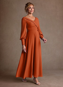 Azazie Paterson Suknie dla Matki Panny Młodej Linia A Pofałdowany Szyfon Długość kostki Sukienka image3