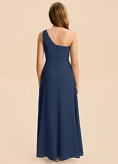 Azazie Emmie Junior Dark Navy A-Line Pleated Chiffon Dress image2