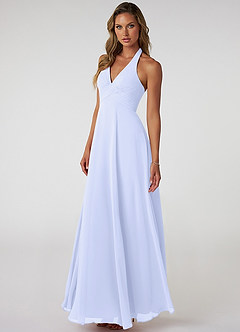 Azazie Tessie Bridesmaid Dresses Lavender A-Line V-Neck Pleated Chiffon Dress image3