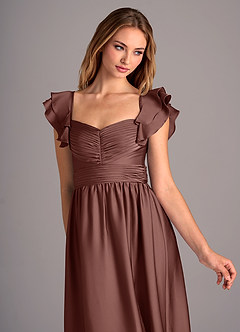Azazie Anaya Bridesmaid Dresses Espresso A-Line Sweetheart Neckline Stretch Satin Convertible Dress image6