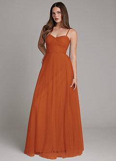 Azazie Teagan Bridesmaid Dresses Cinnamon A-Line Sweetheart Neckline Tulle Dress image4