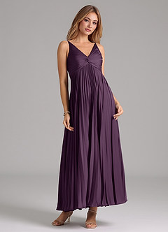 Azazie Raychelle Brautjungfernkleider A-Linie Plissee Stretch-Satin Kleid Pflaume image5