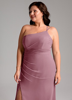 Azazie Eren Bridesmaid Dresses Vintage Mauve Sheath One Shoulder Chiffon Dress image13