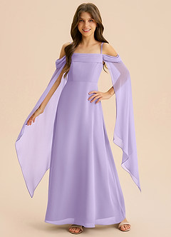 Azazie Moana Junior Linia A Pofałdowany Szyfon Długość podłogi Młodsza druhna Sukienka image3