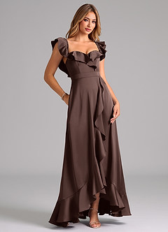 Azazie Lyra Vestidos de damas de honor Vestido de Ganache de Satén Elástico de Corte en A Convertible con Vestidos sin tirantes image2