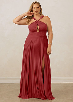 Christian Siriano Bridal for Azazie 1009 Bridesmaid Dresses Rust A-Line Pleated Chiffon Dress image11