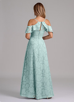 Azazie Dakota Bridesmaid Dresses Mist A-Line Off the Shoulder Floral Burnout Dress image2