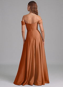 Azazie Seriana Suknie dla druhen Linia A Zza ramienia Satyna elastyczna Do ziemi Sukienka image5