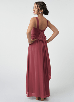 Azazie Kora Junior Merlot A-Line Pleated Chiffon Dress image4