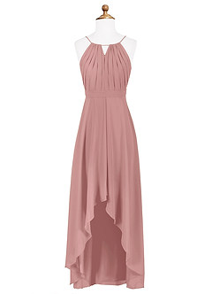 Azazie Oaklynn Junior A-Linie Plissee Chiffon Kleid Altrosa image6