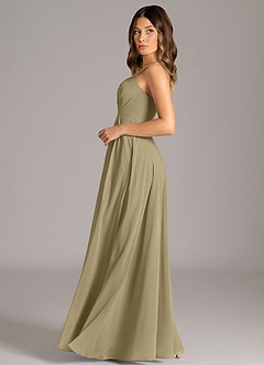 Azazie Amani Bridesmaid Dresses Moss Green A-Line Pleated Chiffon Dress image3