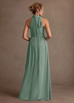 Azazie Antoinette Mother of the Bride Dresses Silver Sage A-Line Pleated Chiffon Dress image2