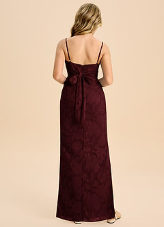 Azazie Mai Junior Etui Plissee Blumen-Burnout Kleid Cabernetrot image2