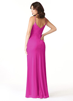 Azazie Deandra Bridesmaid Dresses Fuchsia Mermaid Pleated Mesh Dress image3