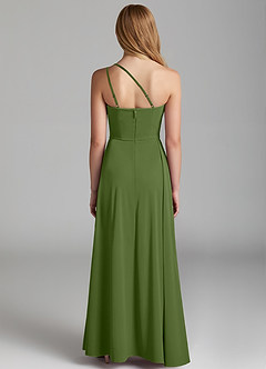 Azazie Maron Junior Juniper A-Line Pleated Stretch Satin Dress image4