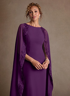 Azazie Artemisia Mère de la mariée Robes Robe Fourreau en Mousseline de soie Dentelle Grain De Raisin image6