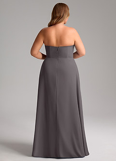 Azazie Wren Bridesmaid Dresses Steel Grey A-Line Side Slit Chiffon Convertible Dress image15