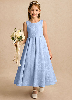 Azazie Goldie Flower Girl Klänningar Klänning A-linje i Blommig Jacquard Plisserad image5