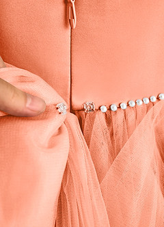 Azazie Tinie Blumenmädchenkleider Ballkleid Schleifen Tüll Kleid Sonnenuntergang image8