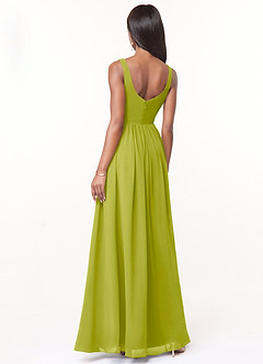 Azazie Keyla Bridesmaid Dresses Lemongrass A-Line V-Neck Pleated Chiffon Dress image2