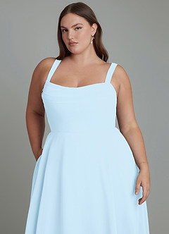 Azazie Shaude Abiti da Damigella Abito A-Line in Chiffon Plissettato Azzurro image7