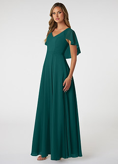 Azazie Jamie Bridesmaid Dresses Peacock A-Line Chiffon Dress image3
