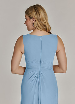 Azazie Manuella Mère de la mariée Robes Robe Trapèze en Mousseline de soie Col V plissé Poudre Bleue image9