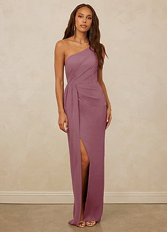 Christian Siriano Bridal for Azazie 1003 Bridesmaid Dresses Vintage Mauve Sheath One Shoulder Chiffon Dress image1