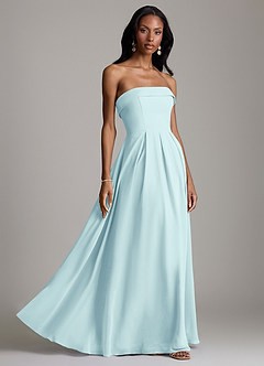 Azazie Lucienne Bridesmaid Dresses Sea Glass A-Line Strapless Chiffon Convertible Dress image6