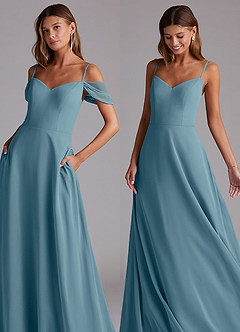 Azazie Marley Bridesmaid Dresses Moody Blue A-Line Off the Shoulder Chiffon Convertible Dress image8
