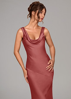 Azazie Rylina Robes de demoiselle d'honneur Robe Sirène en Satin extensible Antique Rose image6