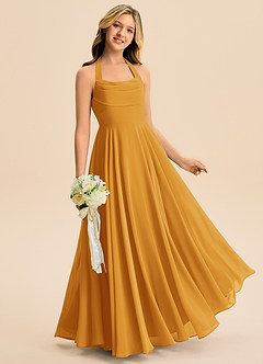 Azazie Kady Junior Butterscotch A-Line Sweetheart Neckline Chiffon Dress image3