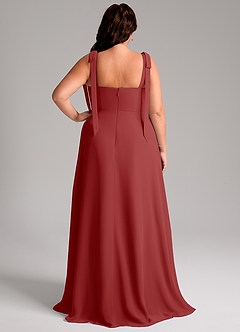 Azazie Debra Bridesmaid Dresses Rust A-Line with Pockets Chiffon Convertible Dress image9
