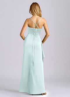 Azazie Sarai Suknie dla druhen Osłona Gorset Satyna elastyczna Do ziemi Sukienka image5