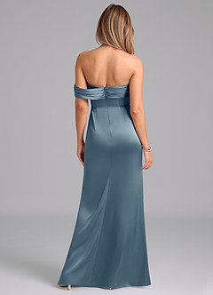 Azazie Lisbeth Bridesmaid Dresses Dusty Blue Mermaid Off the Shoulder Stretch Satin Convertible Dress image7