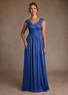 Azazie Amethyst Mère de la mariée Robes Robe Trapèze en Dentelle Bleu Roi image4