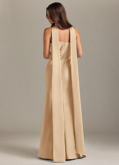 Azazie Kinsley Vestidos de damas de honor Vestido de Champán de Satén Elástico de Corte Sirena con Corte Lateral image2