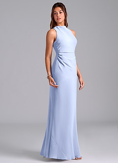 Azazie Evadne Bridesmaid Dresses Ice A-Line Pleated Chiffon Dress image4