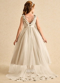 Azazie Lorita Flower Girl Dresses Champagne A-Line Beaded Tulle Dress image1