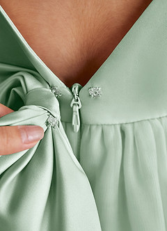 Azazie Twinkle Toes Abiti da Ragazza di Fiori Abito A-Line in Tulle Fiocco Agave image6