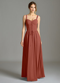 Azazie Porscha Suknie dla druhen Linia A Dekolt w kształcie serca Szyfon Do ziemi Sukienka image4