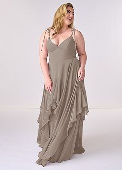 Barbie ♥ Azazie Bridesmaid Dresses Taupe A-Line Bow Chiffon Dress image8