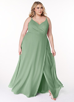 Azazie Lennon Bridesmaid Dresses Matcha A-Line Lace Chiffon Dress image9